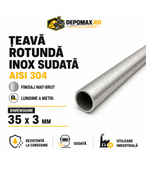 Teava rotunda inox sudata AISI 304, 35 x 3 mm, 6 metri